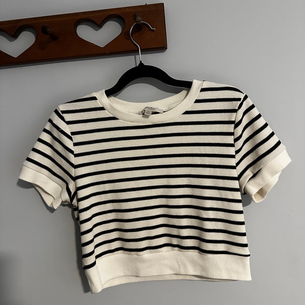 Striped Black and White Crop Top